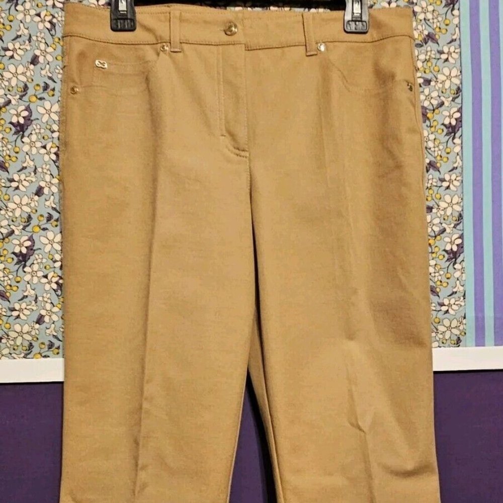 $550 NWOT ESCADA Cotton w/Stretch Caramel Tan Trouser Pants Sz 8